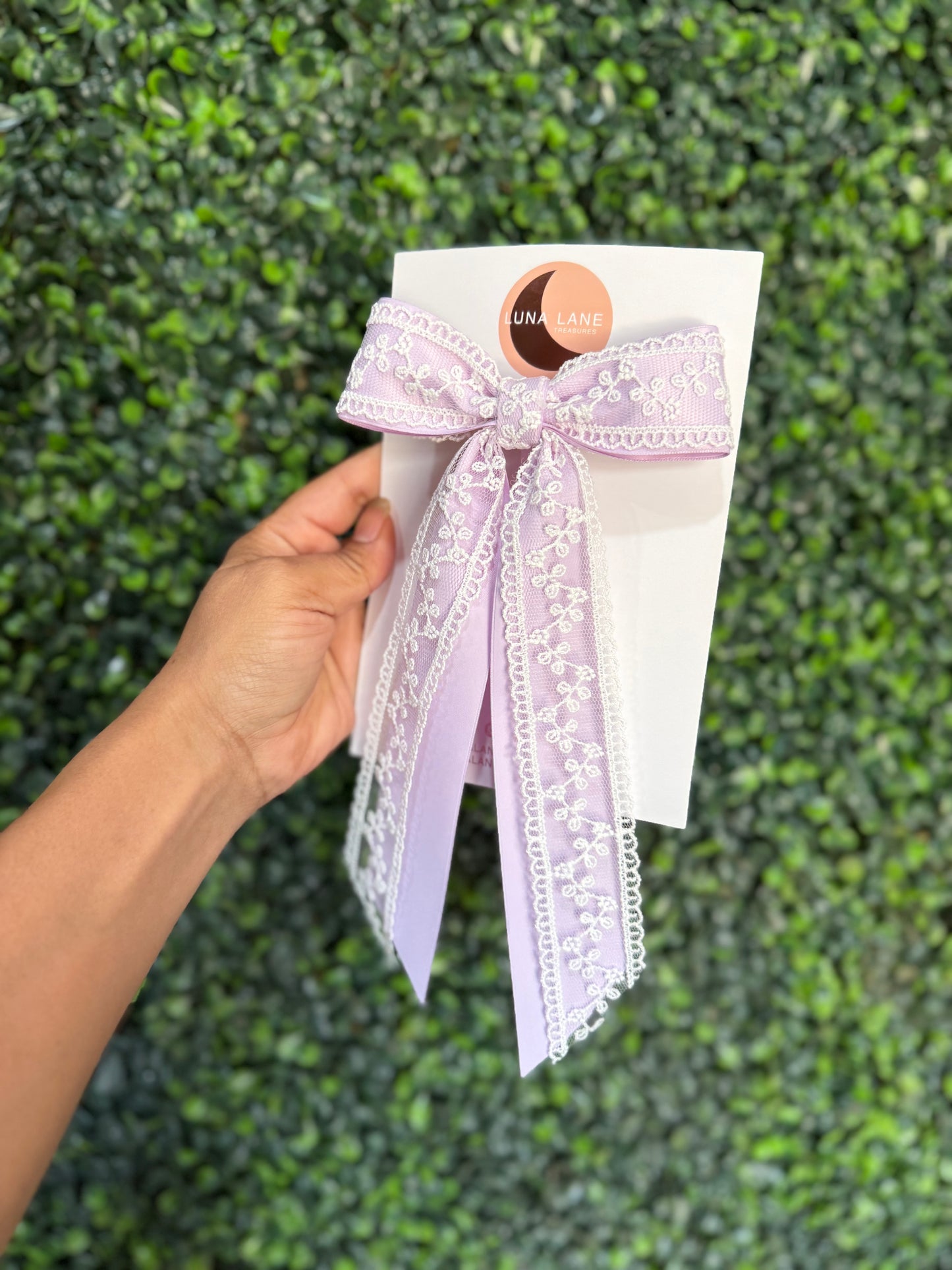 Lavender Lace Ribbon Bow – Handmade Vintage-Inspired Hair Accessory by
