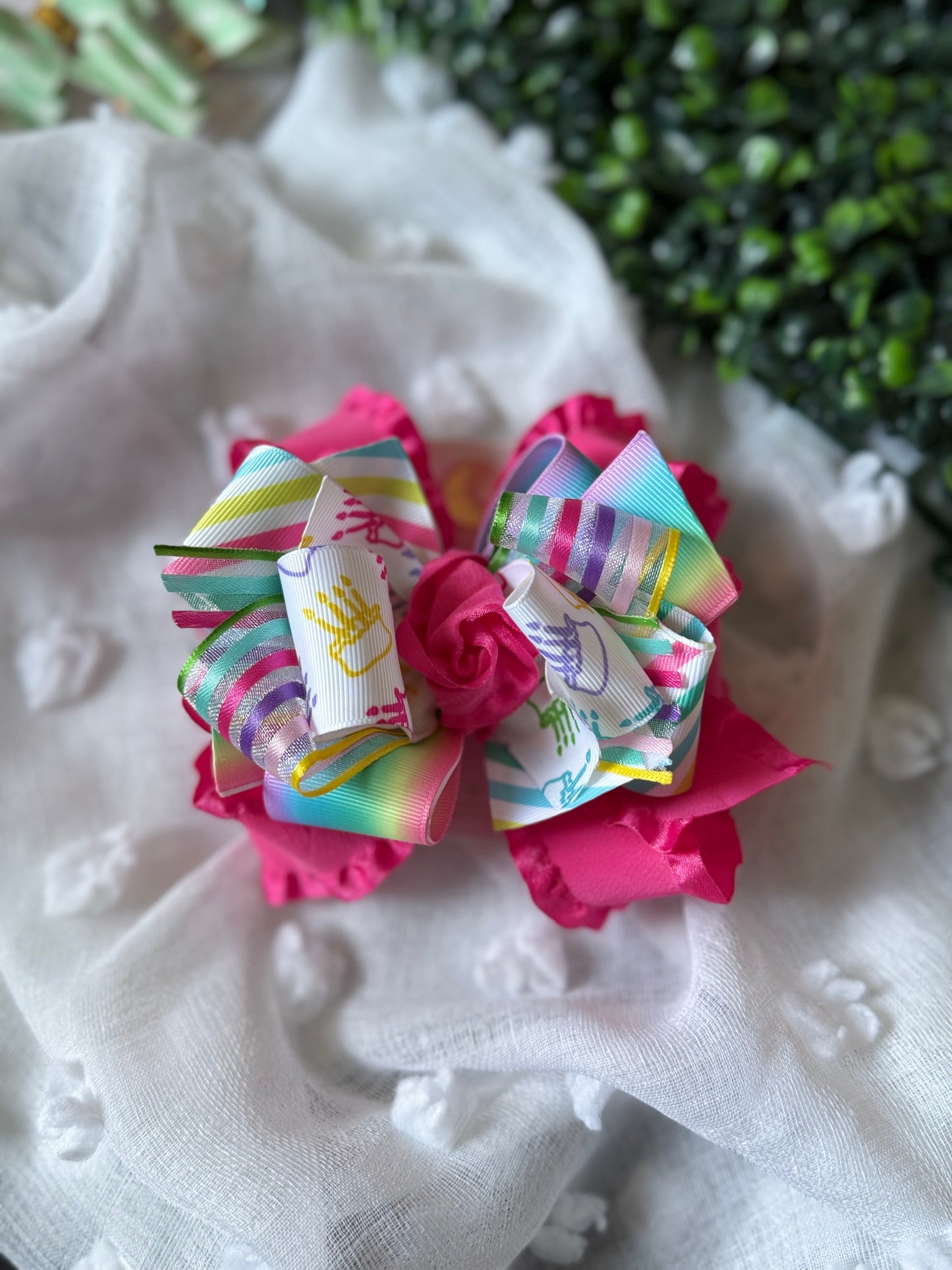 Birthday Ruffle Hair Bow