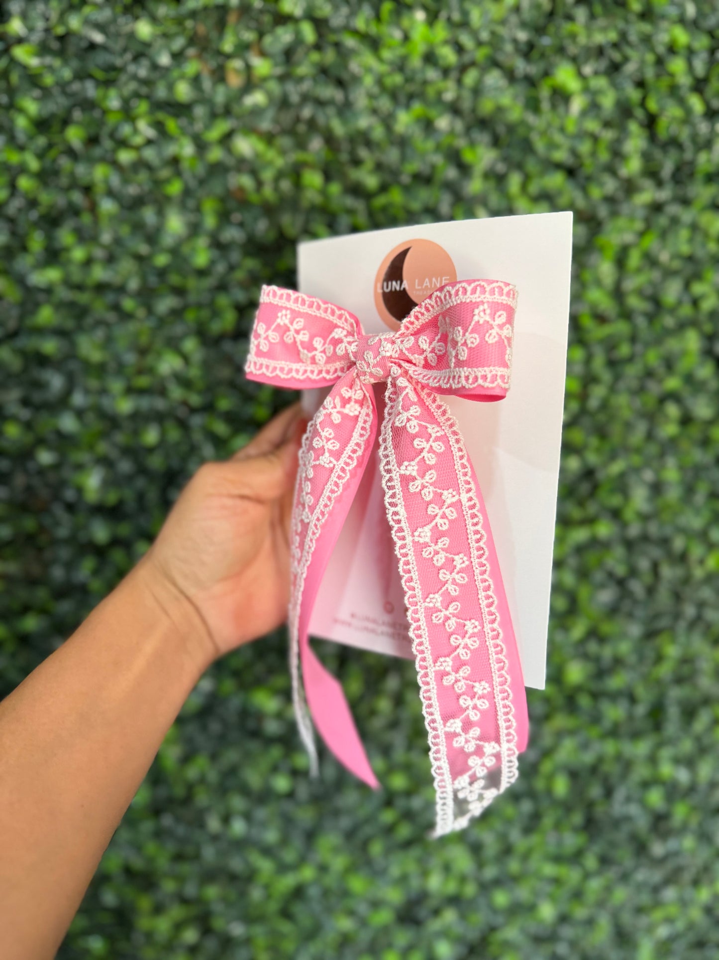 Pink Lace Ribbon Bow – Handmade Vintage-Inspired Hair Accessory
