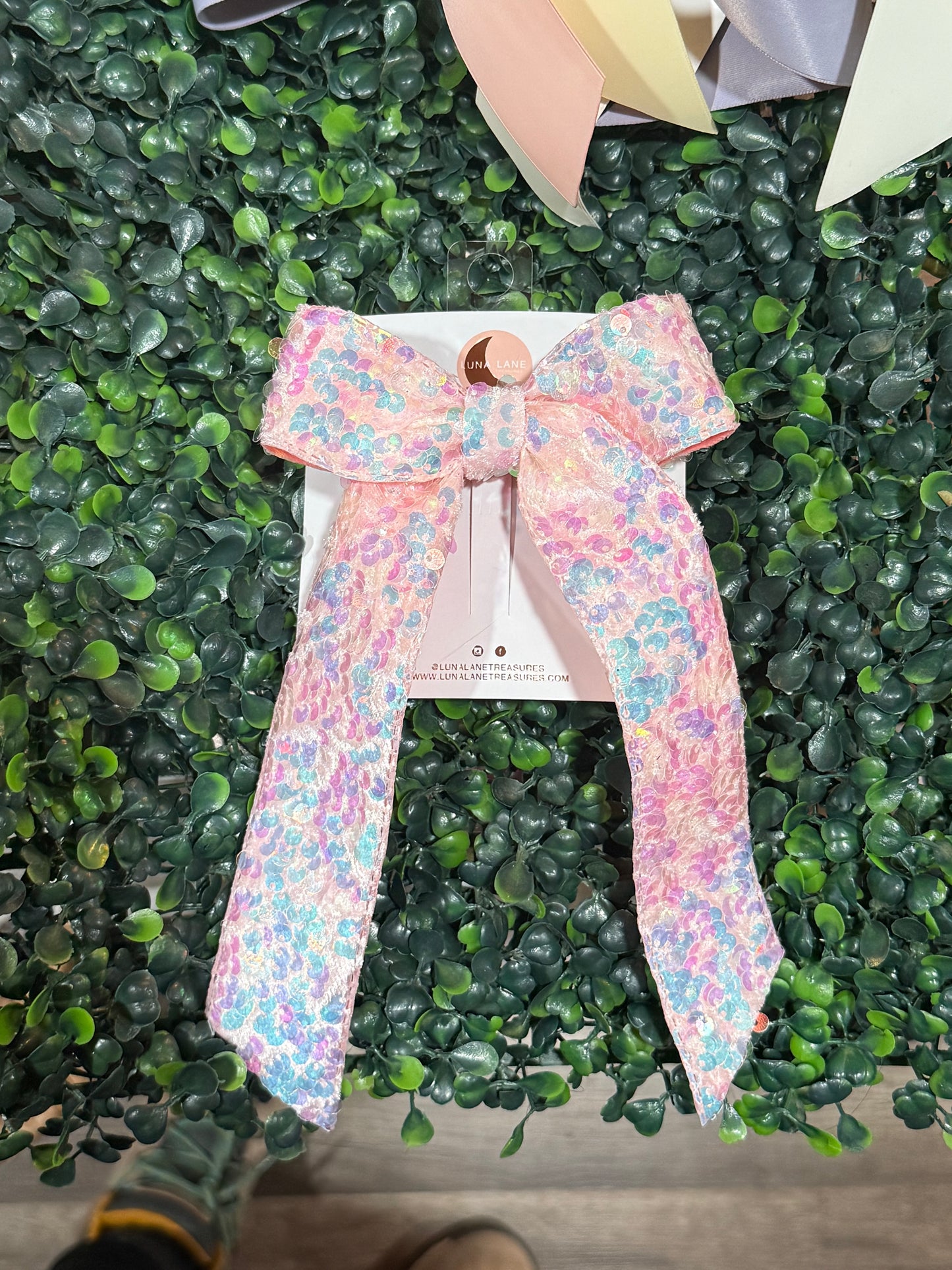 Pink Sequence Coquette Hair-bow