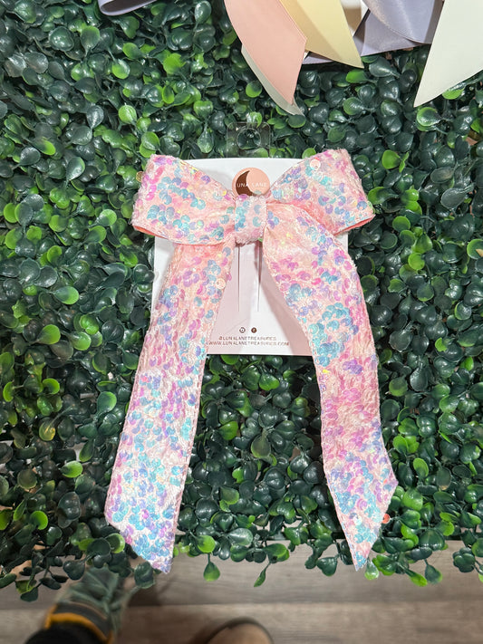 Pink Sequence Coquette Hair-bow