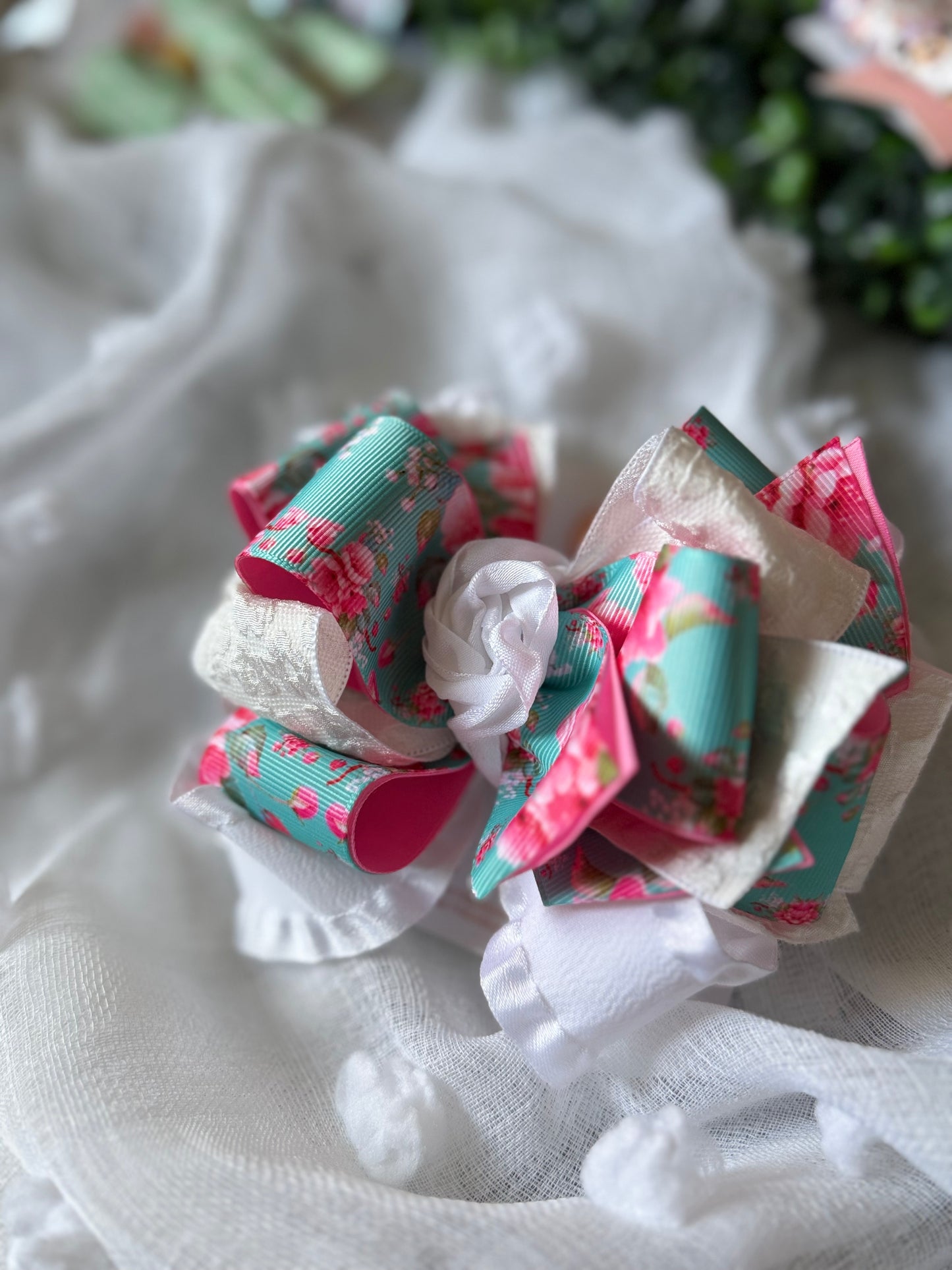 Blossom Breeze Bow Ruffle Hair Bow