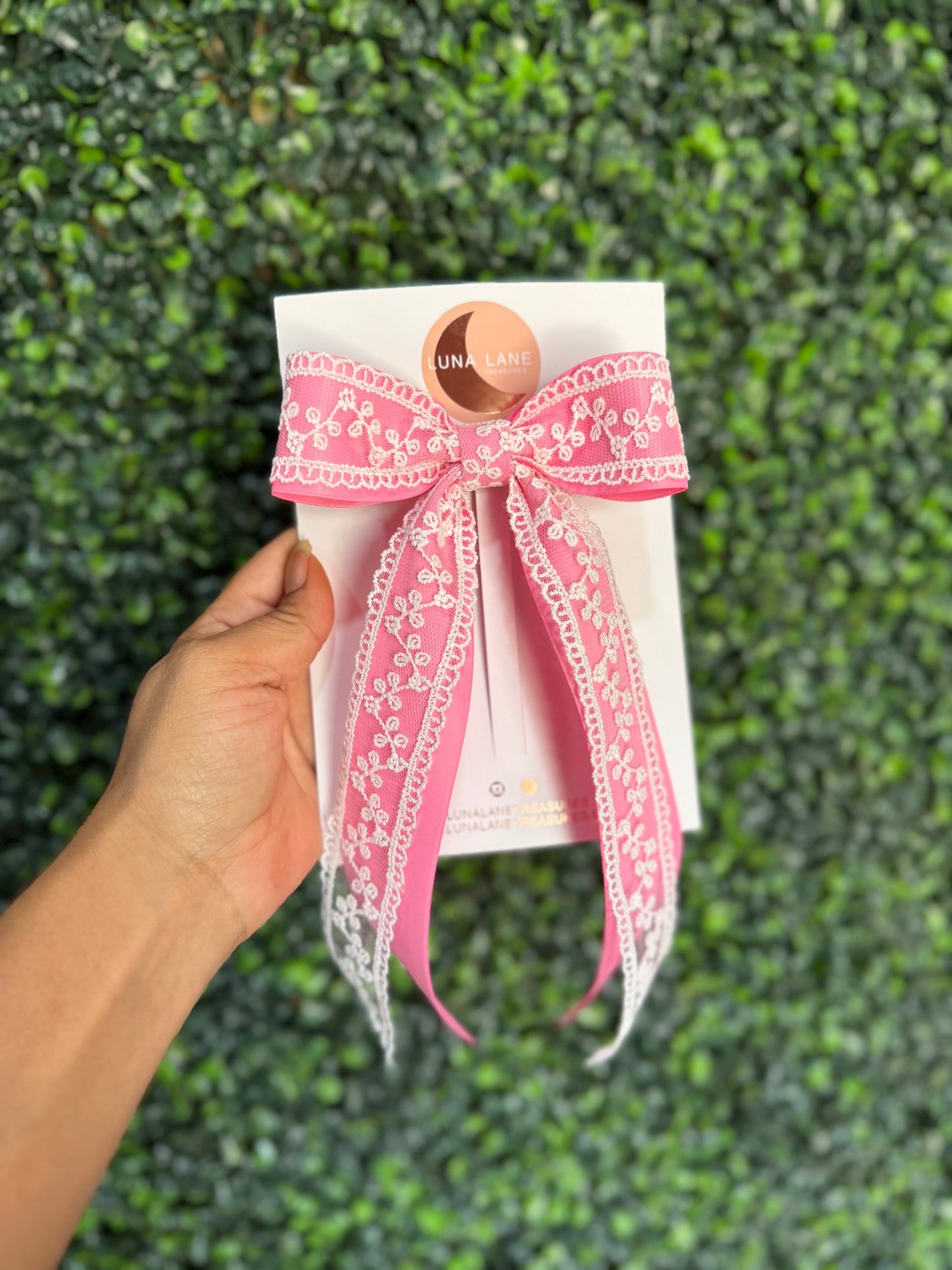 Pink Lace Ribbon Bow – Handmade Vintage-Inspired Hair Accessory