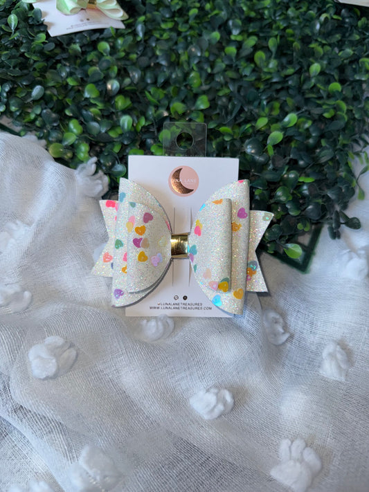 Heart confetti Hair Bow