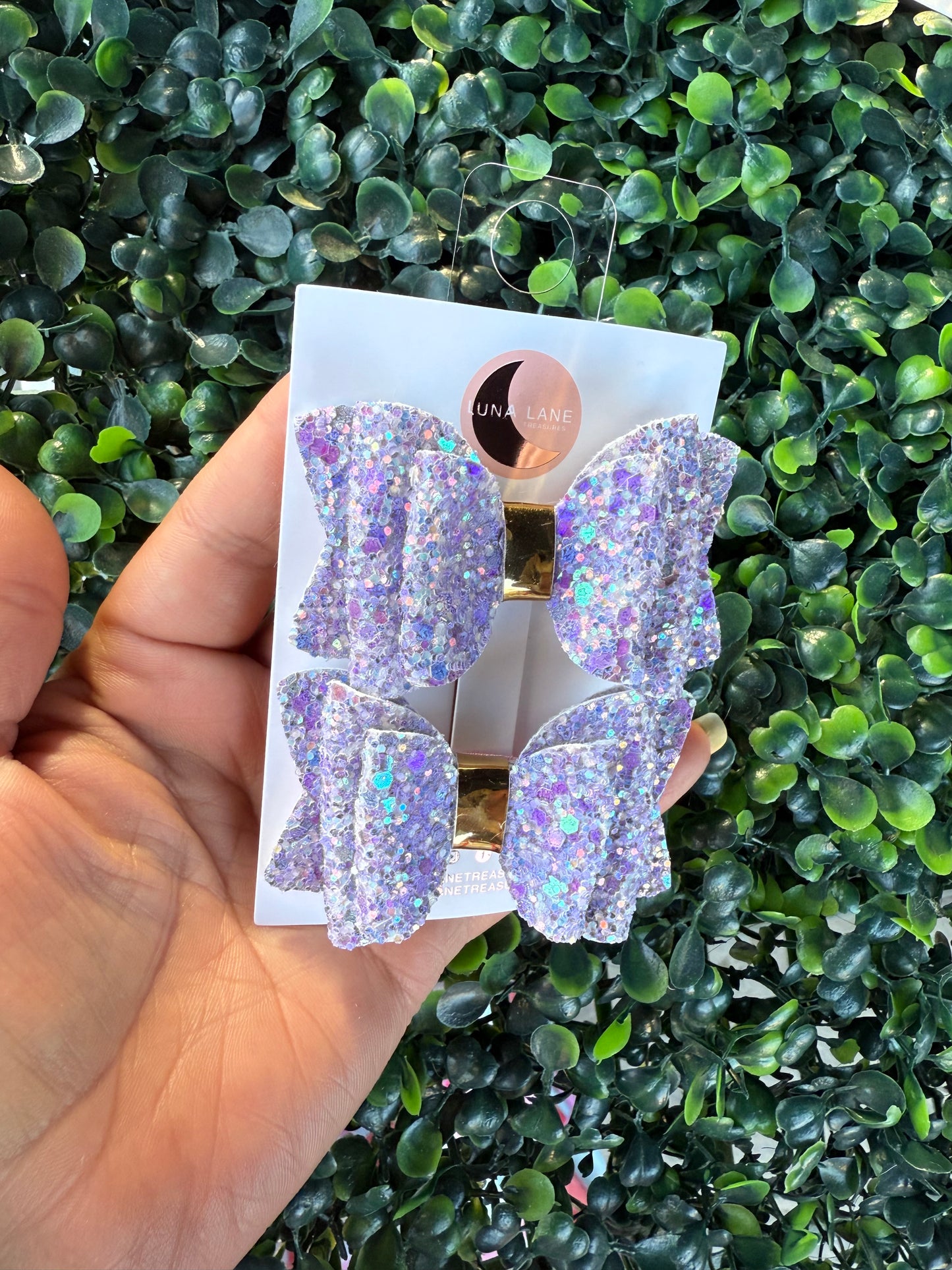 Purple Glitter Bow Pigtails