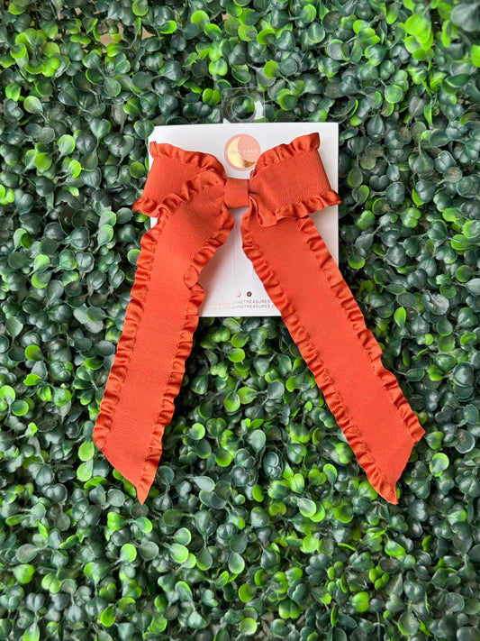 Rust Ruffle Coquette Hair-bow