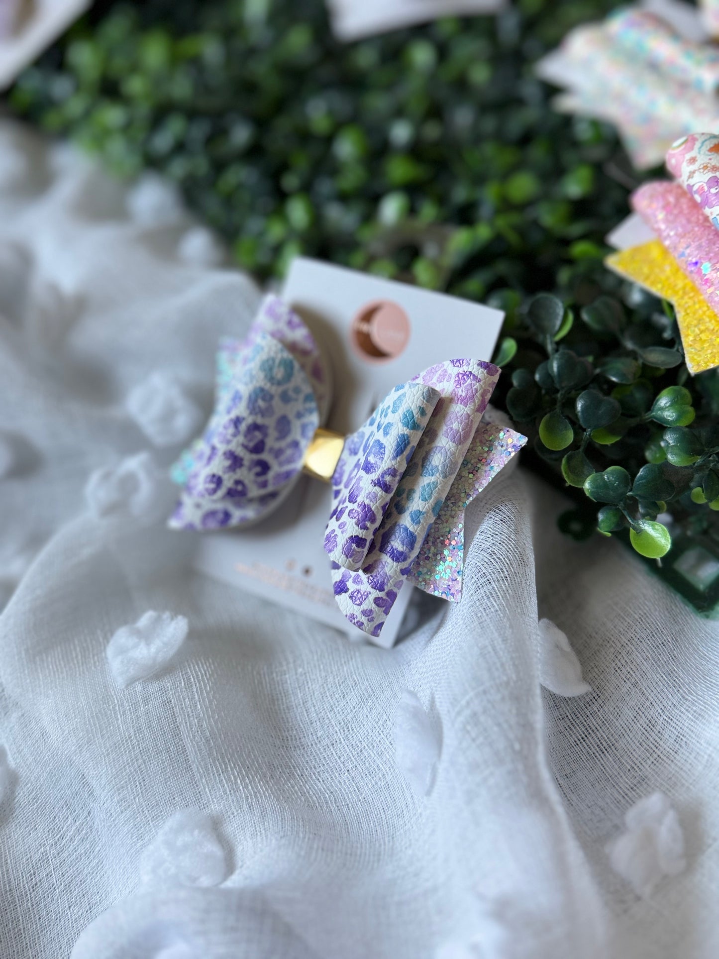 Purple Chetah Hair Bow