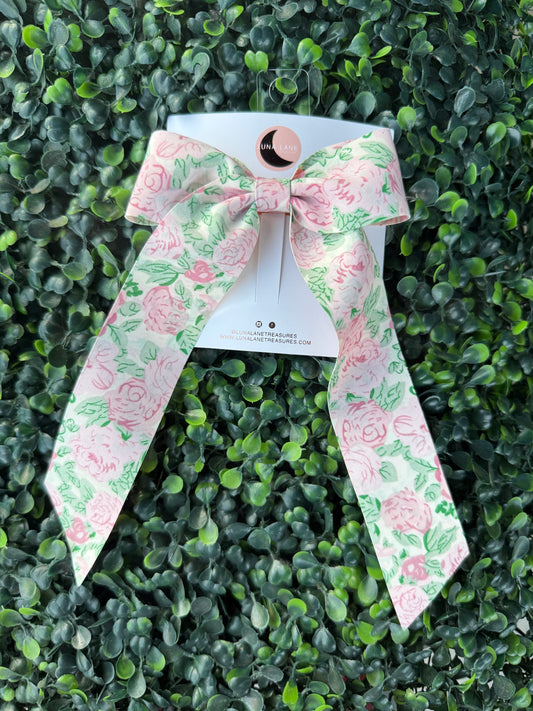 Pink Roses Coquette Hair-bow