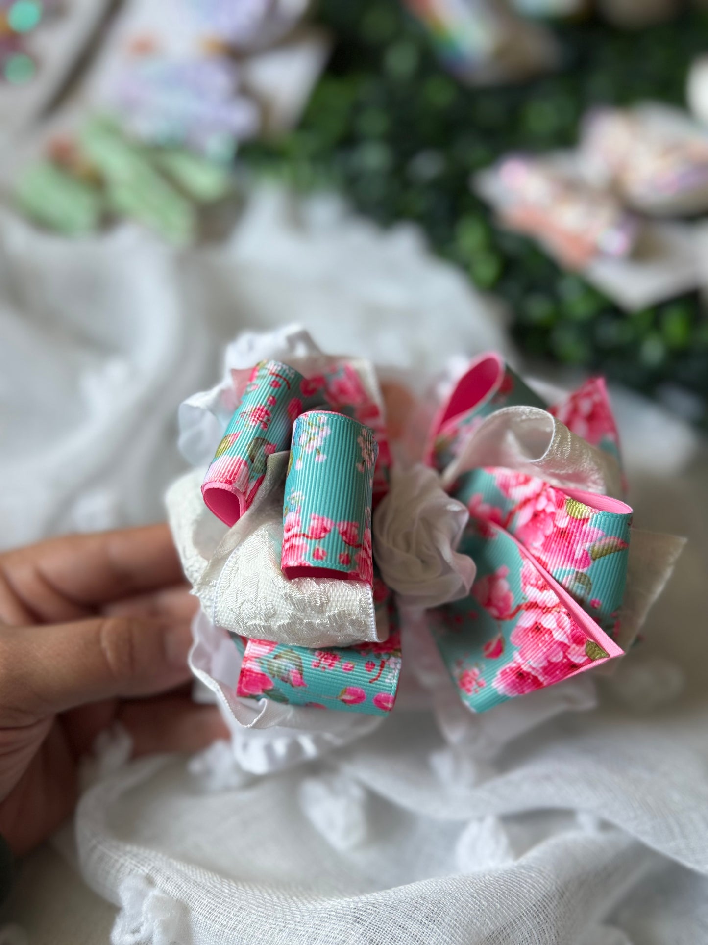 Blossom Breeze Bow Ruffle Hair Bow