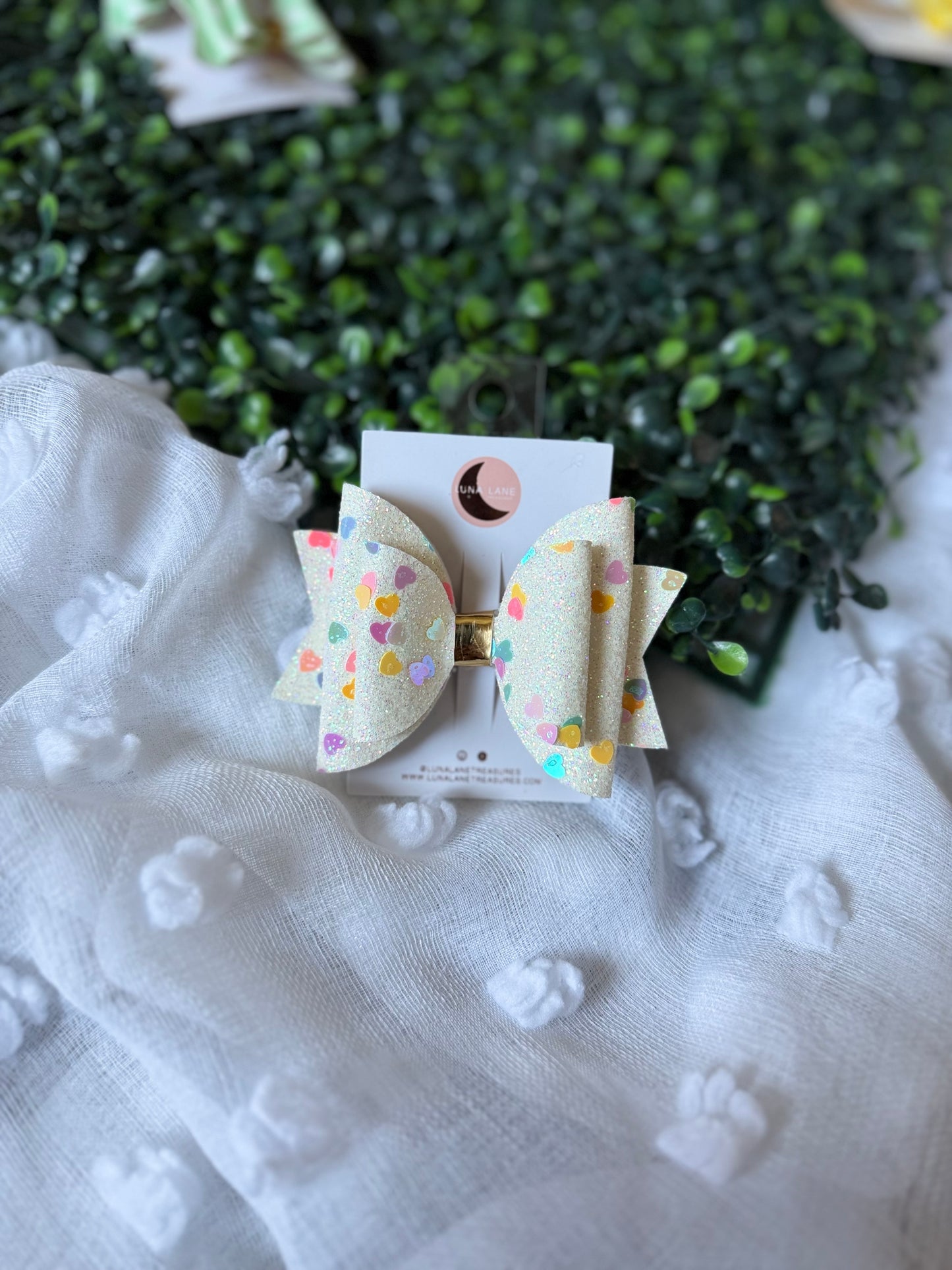 Heart confetti Hair Bow
