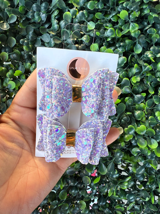 Purple Glitter Bow Pigtails