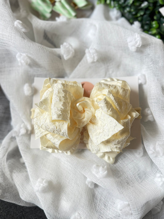 Ivory Ruffle Hair Bow