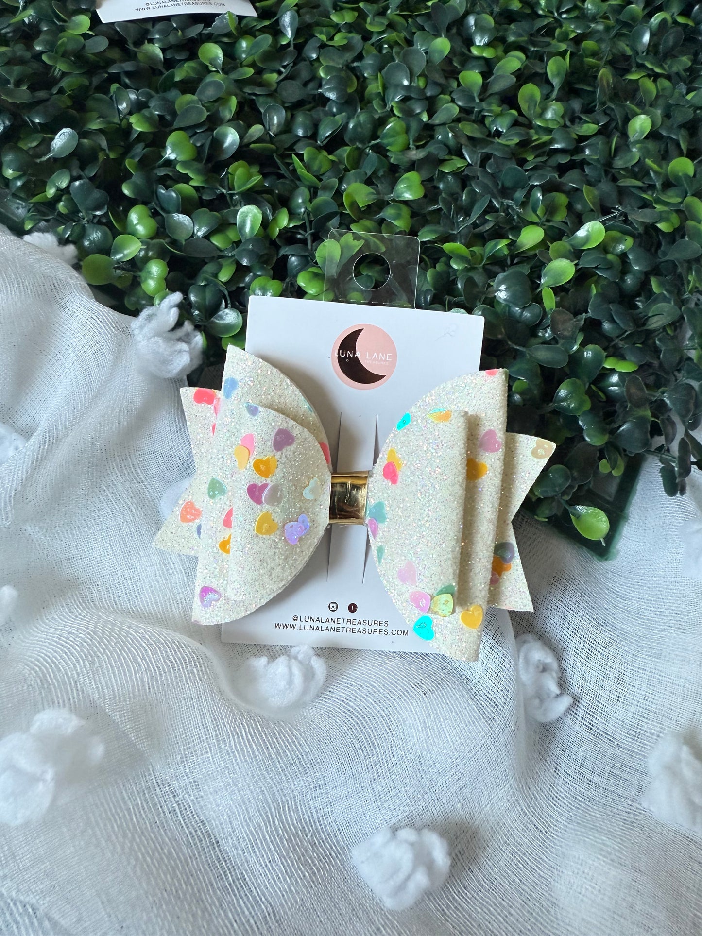 Heart confetti Hair Bow