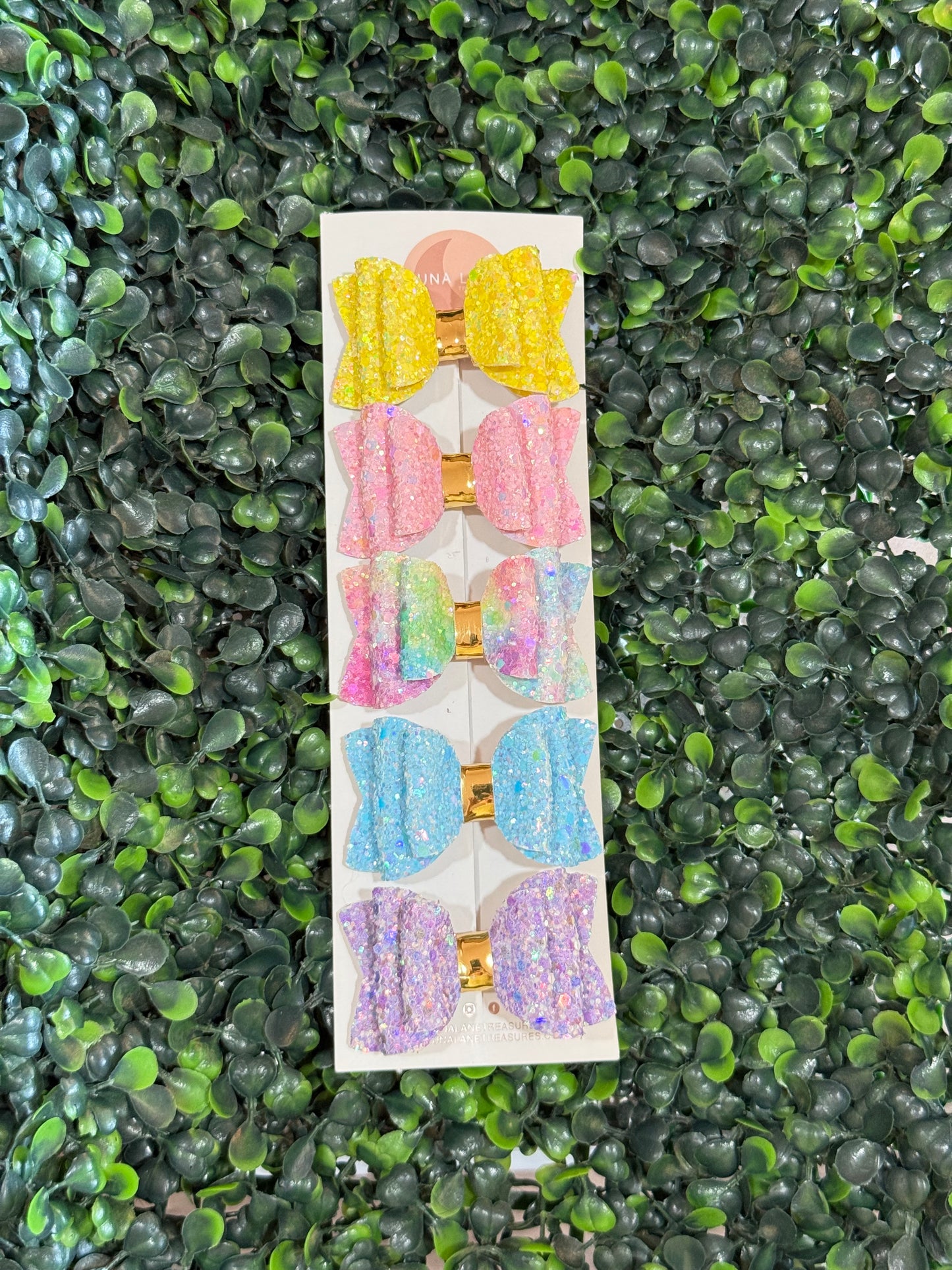 5 Glitter Hair Bow Set