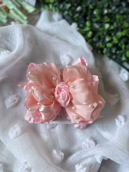 Pearl Blush Ruffle Hair Bow