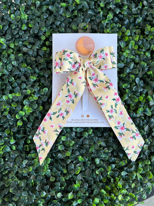Yellow Spring Flowers Coquette Hair Bow