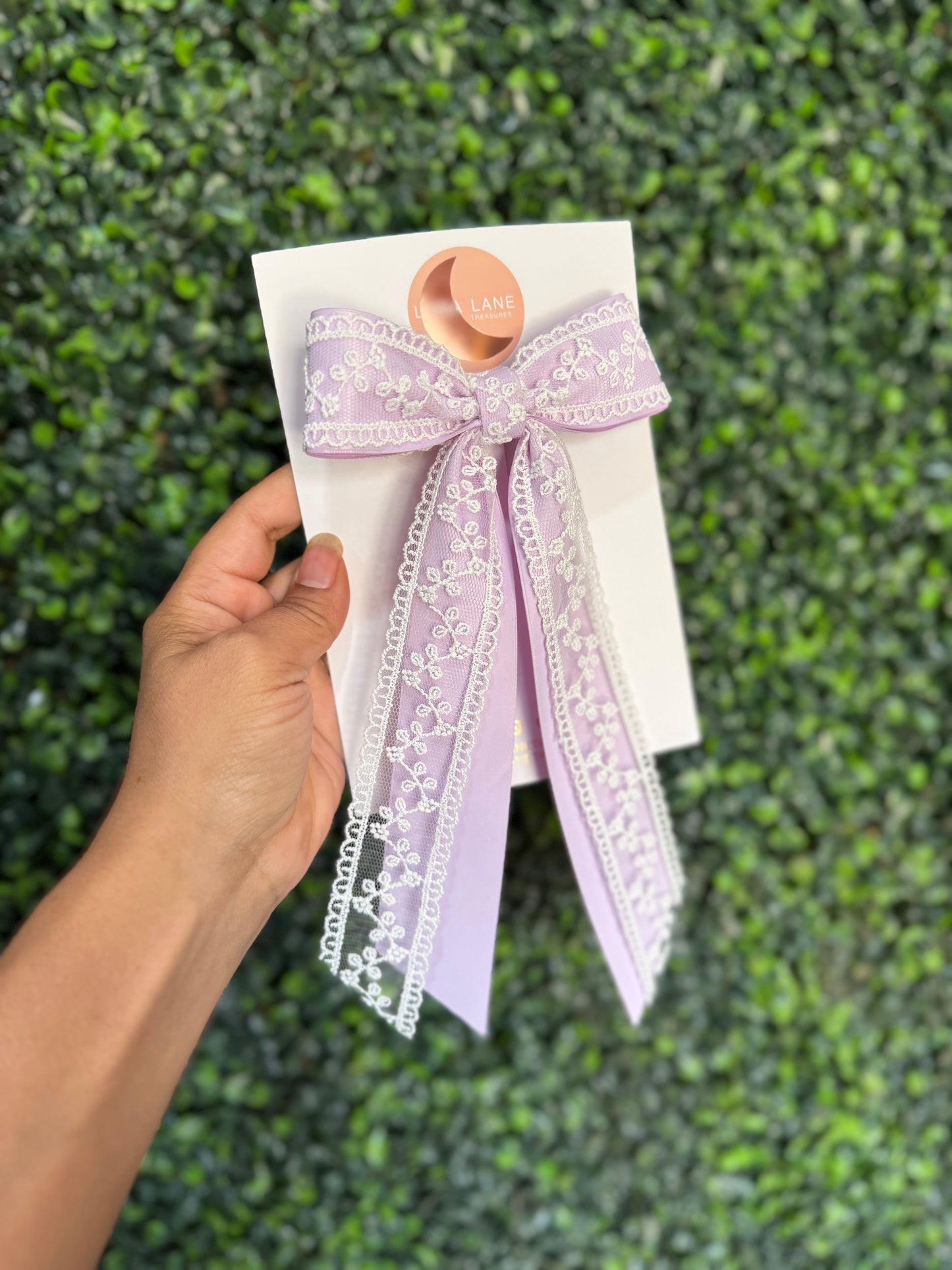 Lavender Lace Ribbon Bow – Handmade Vintage-Inspired Hair Accessory by