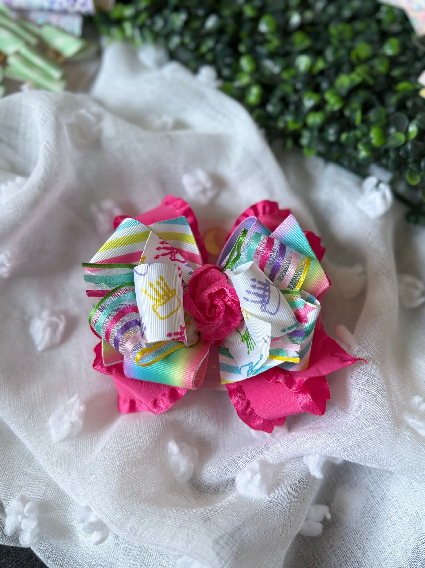 Birthday Ruffle Hair Bow