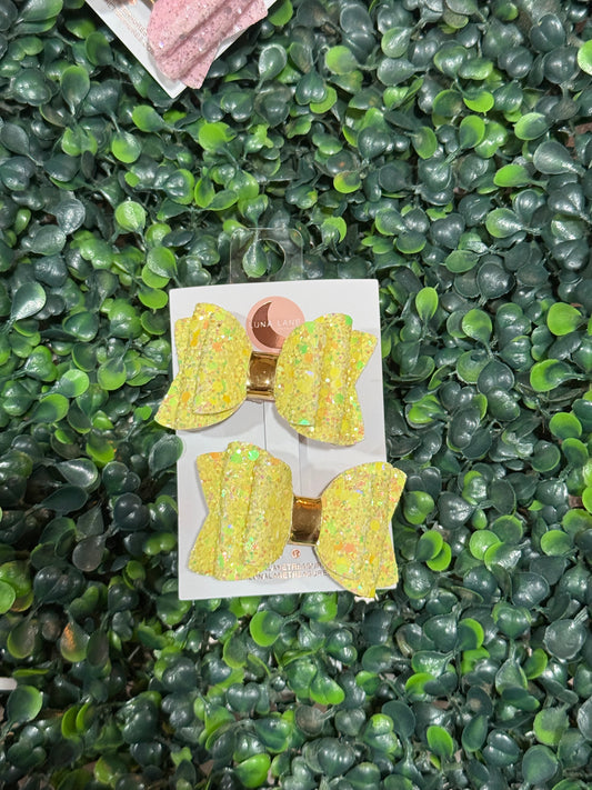 Yellow Glitter Bow Pigtails