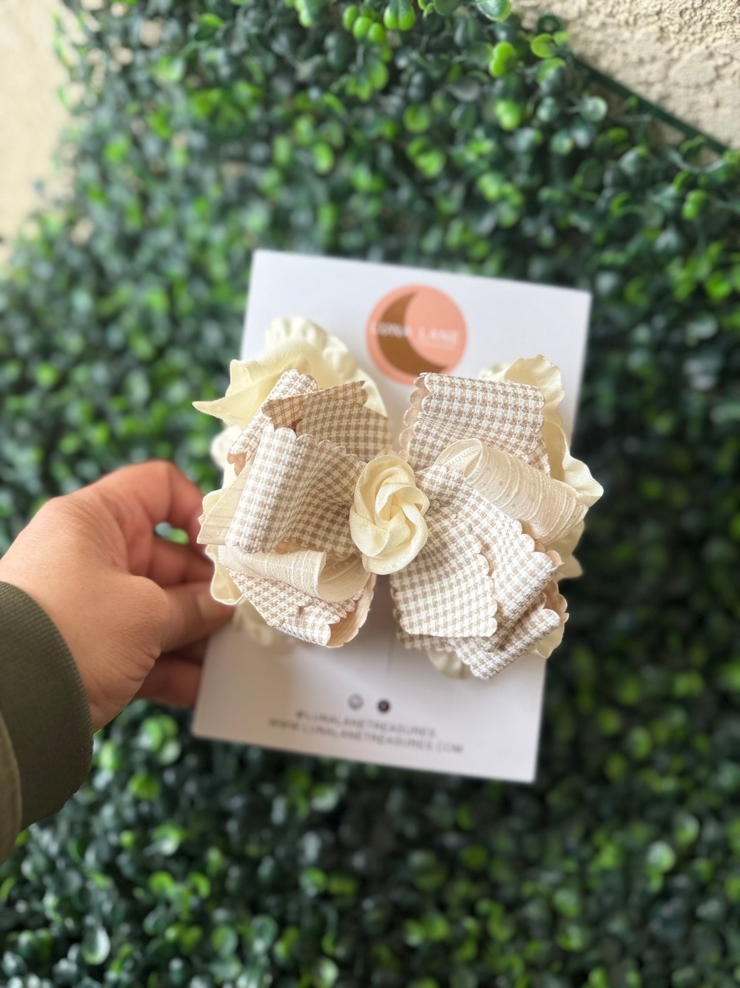 Toast Handmade Gingham Ruffle Hair Bow