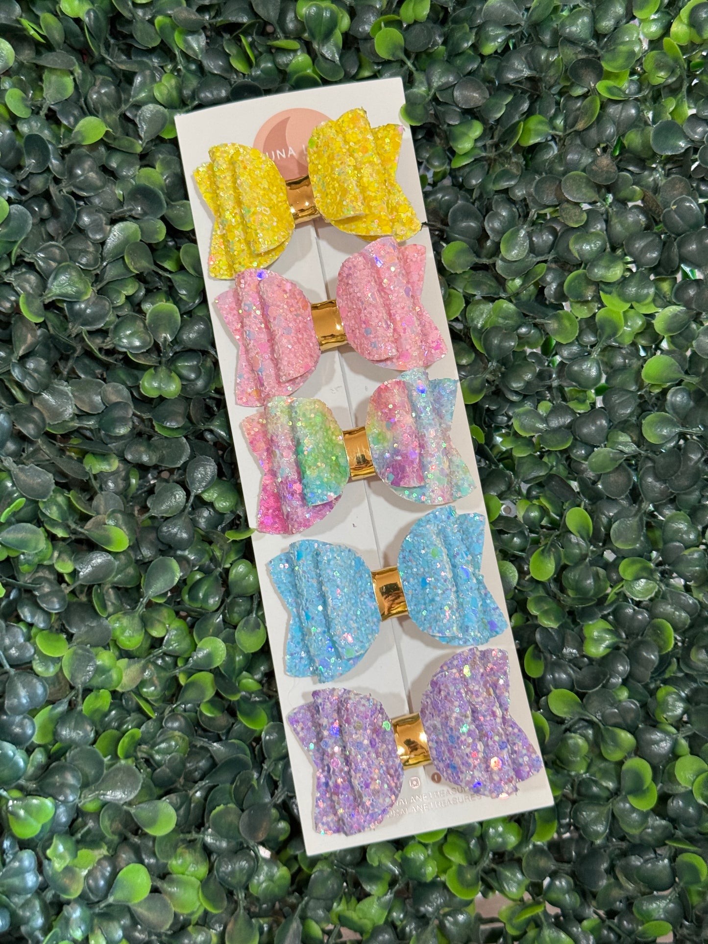 5 Glitter Hair Bow Set