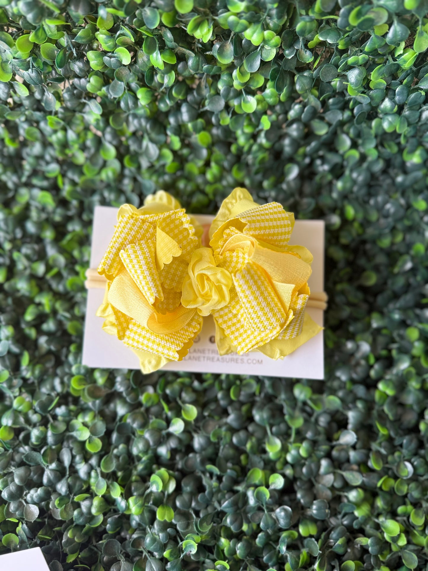 Yellow Handmade Gingham Ruffle Hair Bow