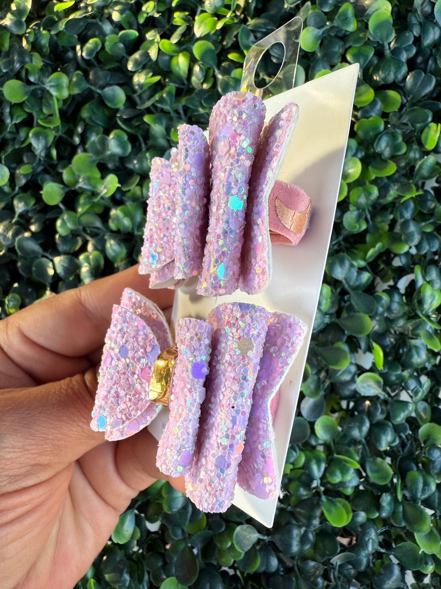 Light Pink Purple Mix Bow Pigtails