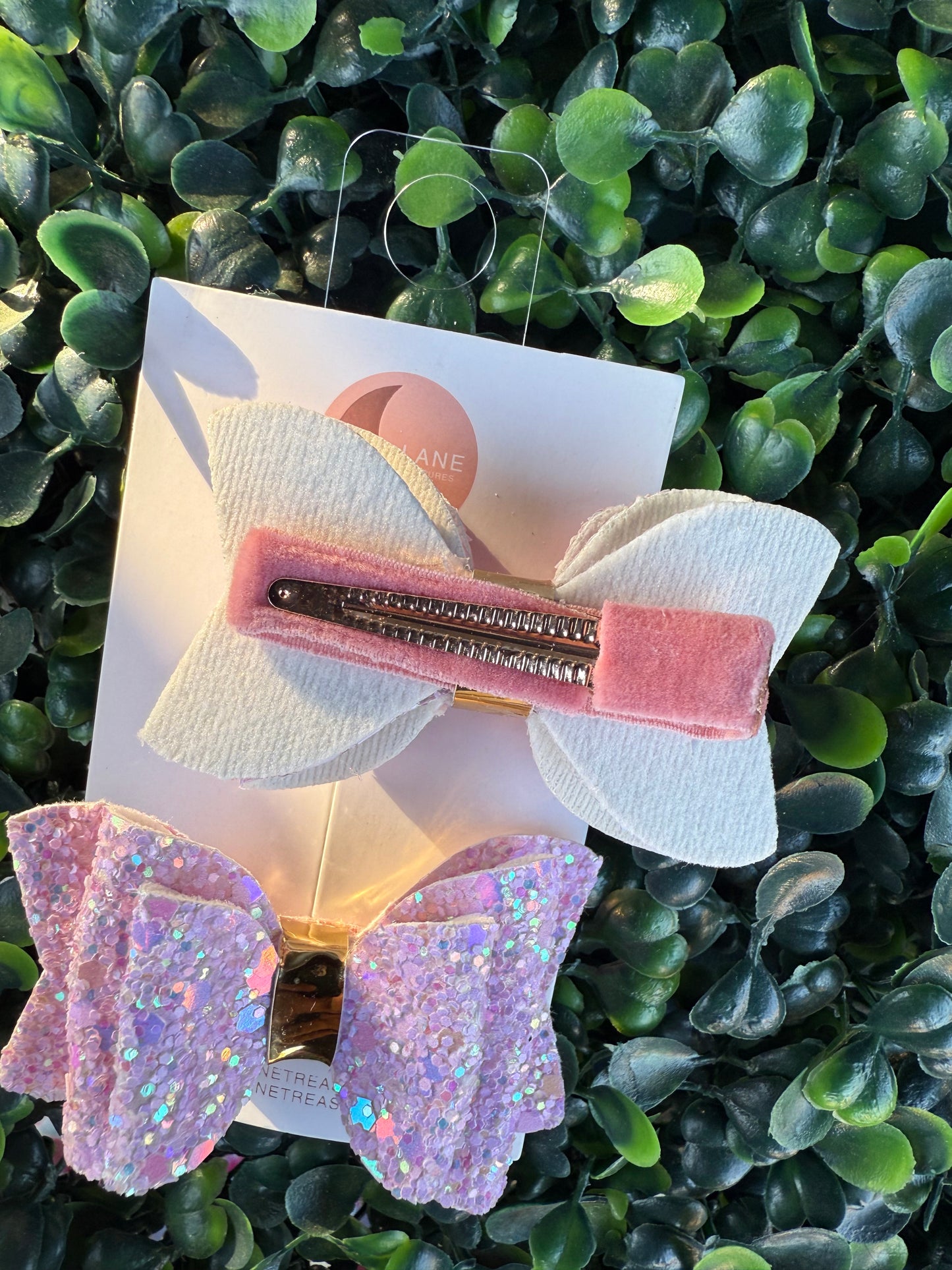 Light Pink Purple Mix Bow Pigtails