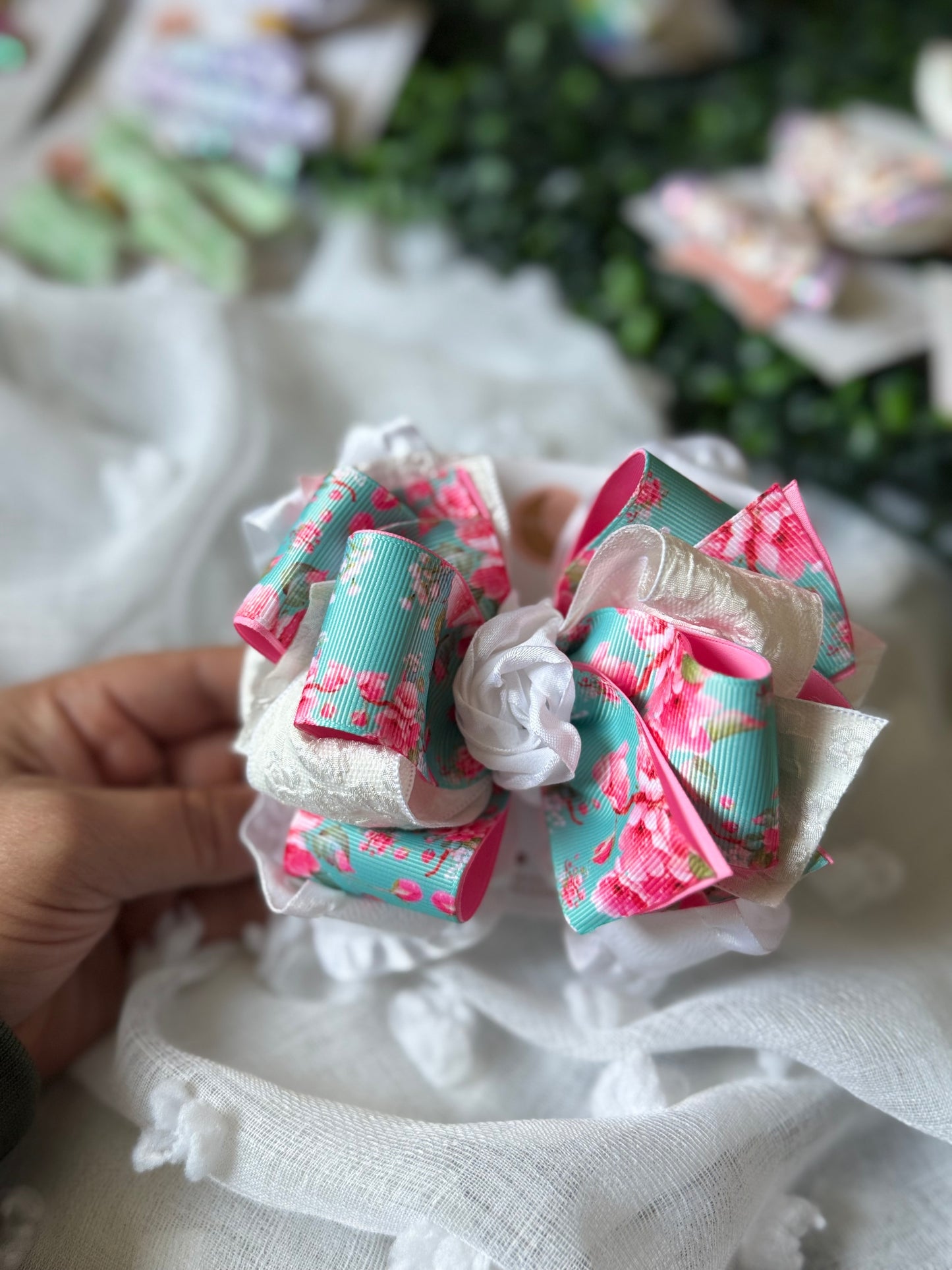 Blossom Breeze Bow Ruffle Hair Bow