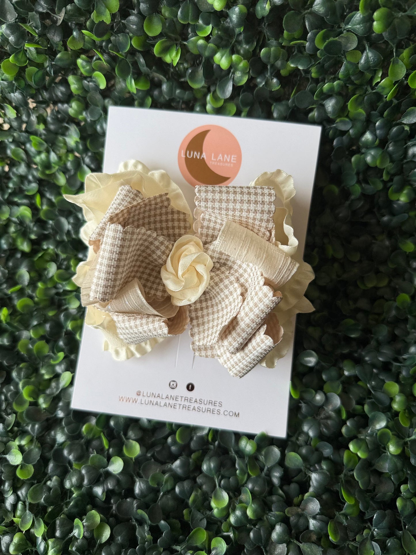 Toast Handmade Gingham Ruffle Hair Bow