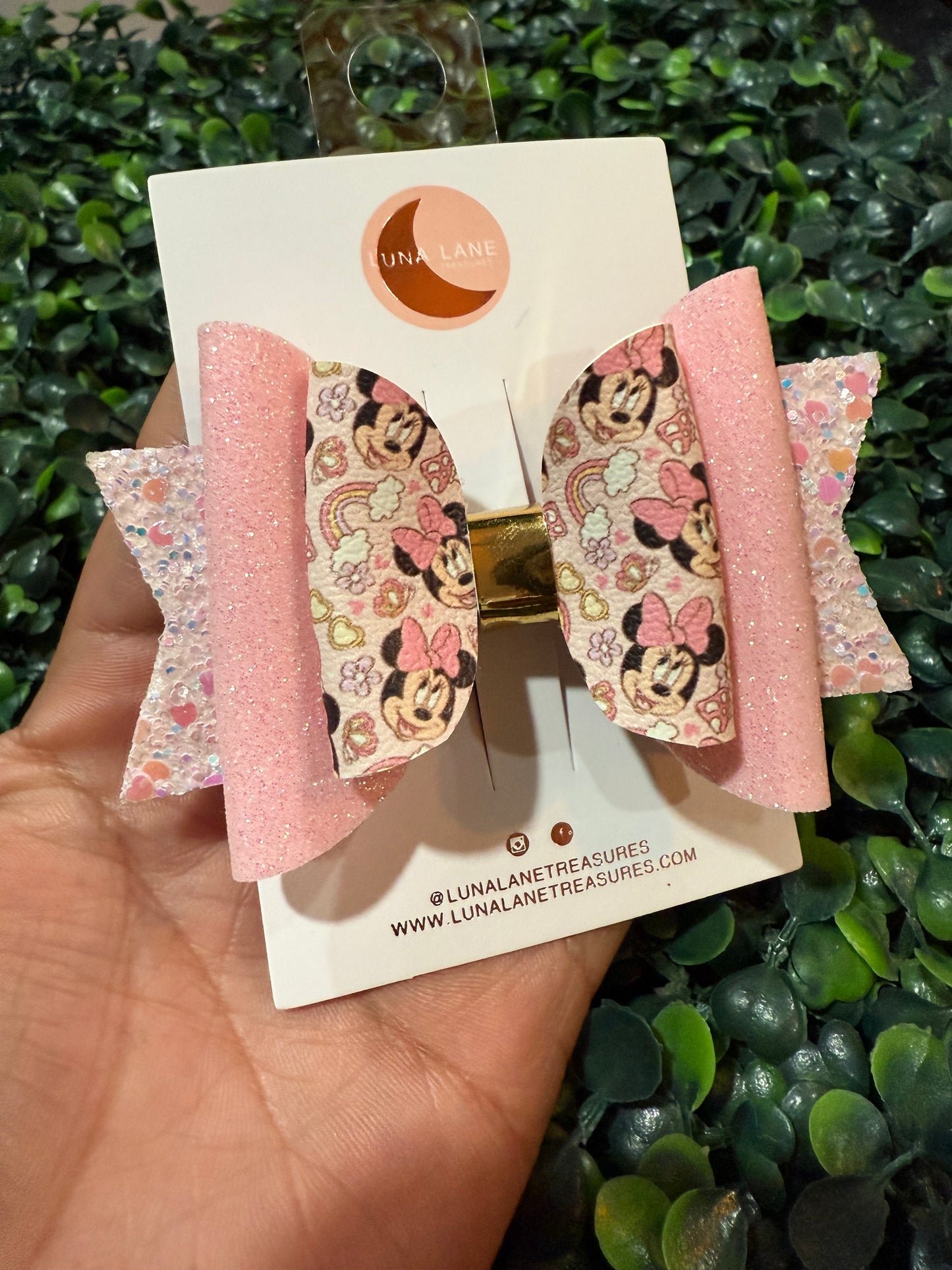 Mini Pink Rainbow Hair Bow