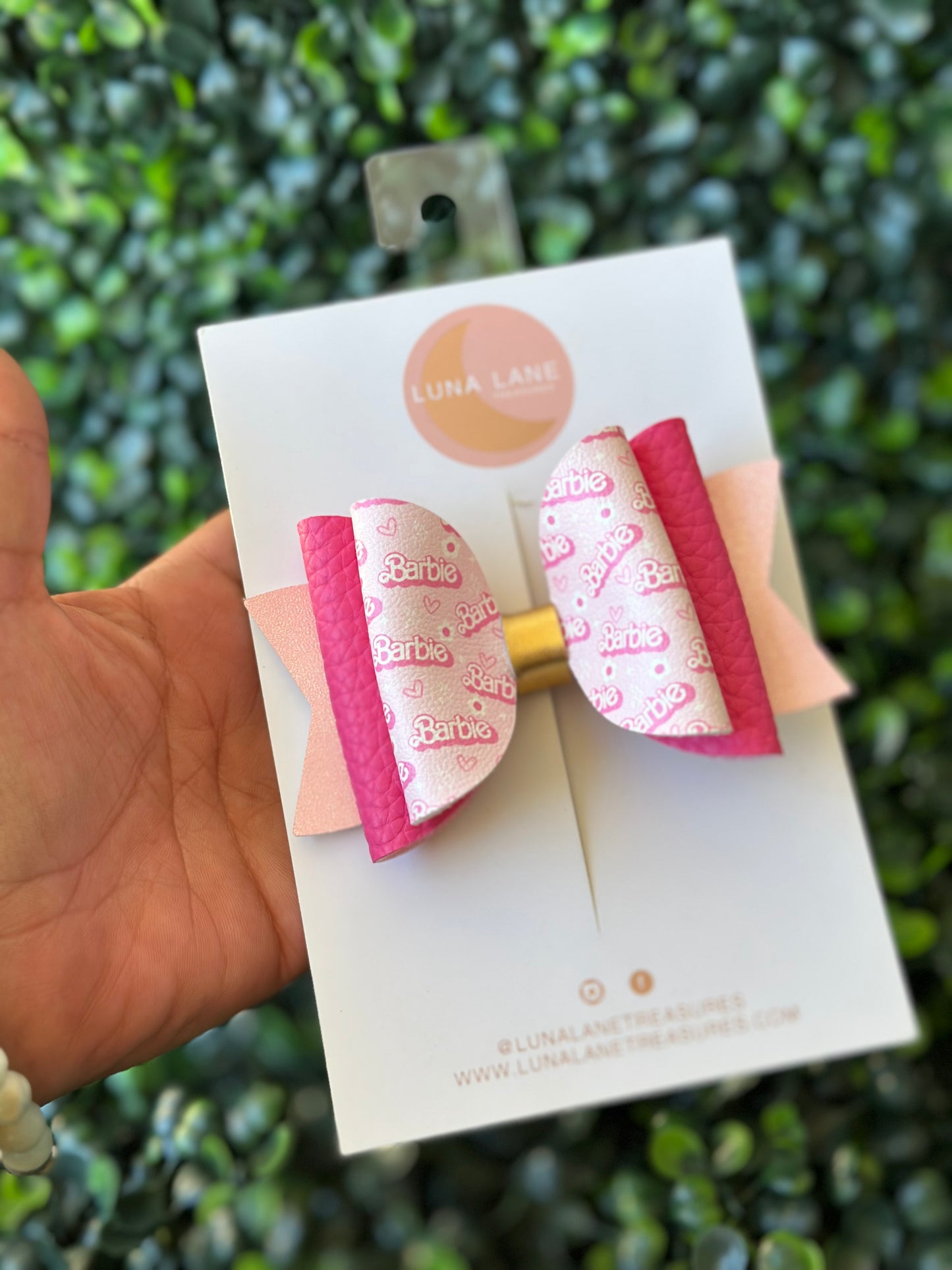 Lazo para el pelo con púas rosa