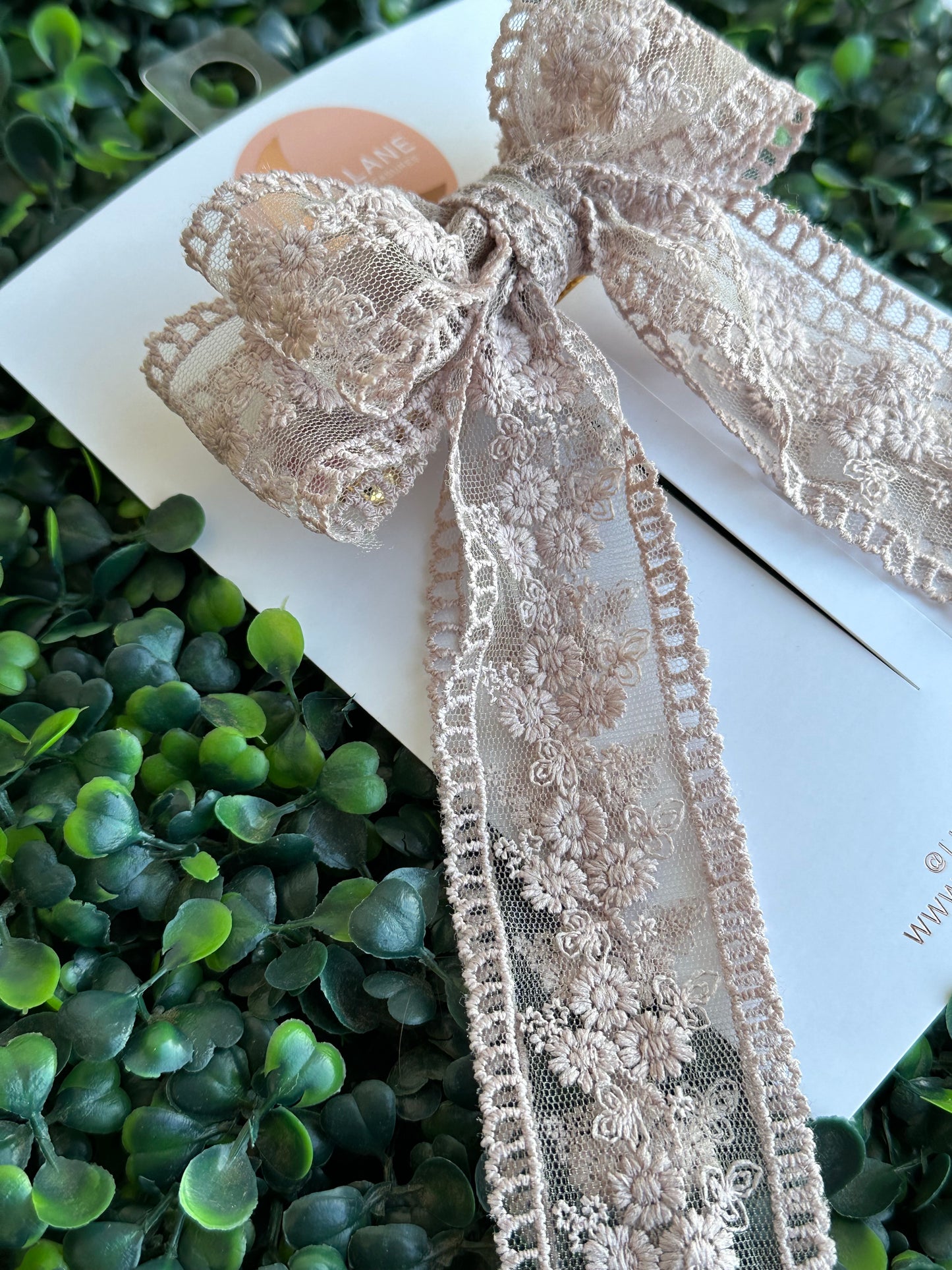 Light Brown Lace Coquette Hair Bow