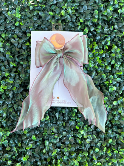 Purple Green Coquette Hair Bow