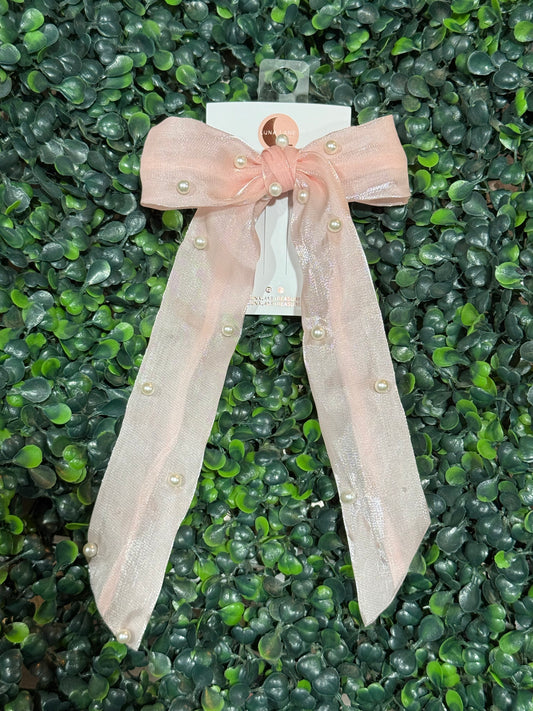 Single Pearl Pink Coquette Hair-bow