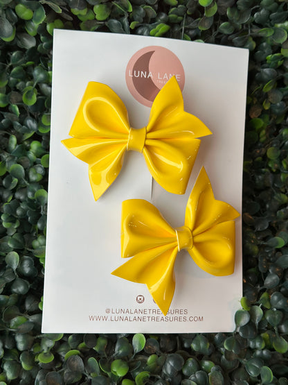 Bright Yellow Bow Pigtails