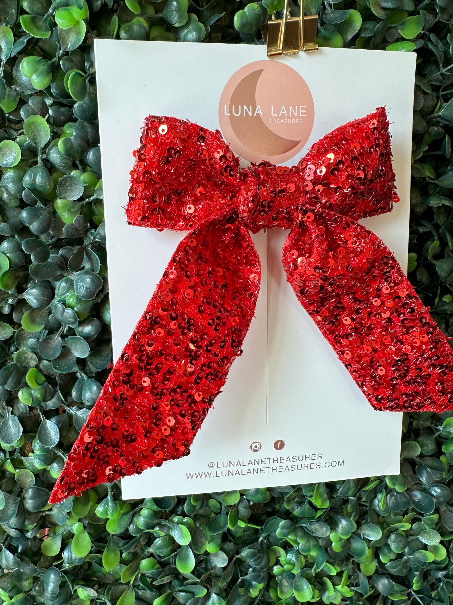 Short Red Sequins Coquette Hair Bow