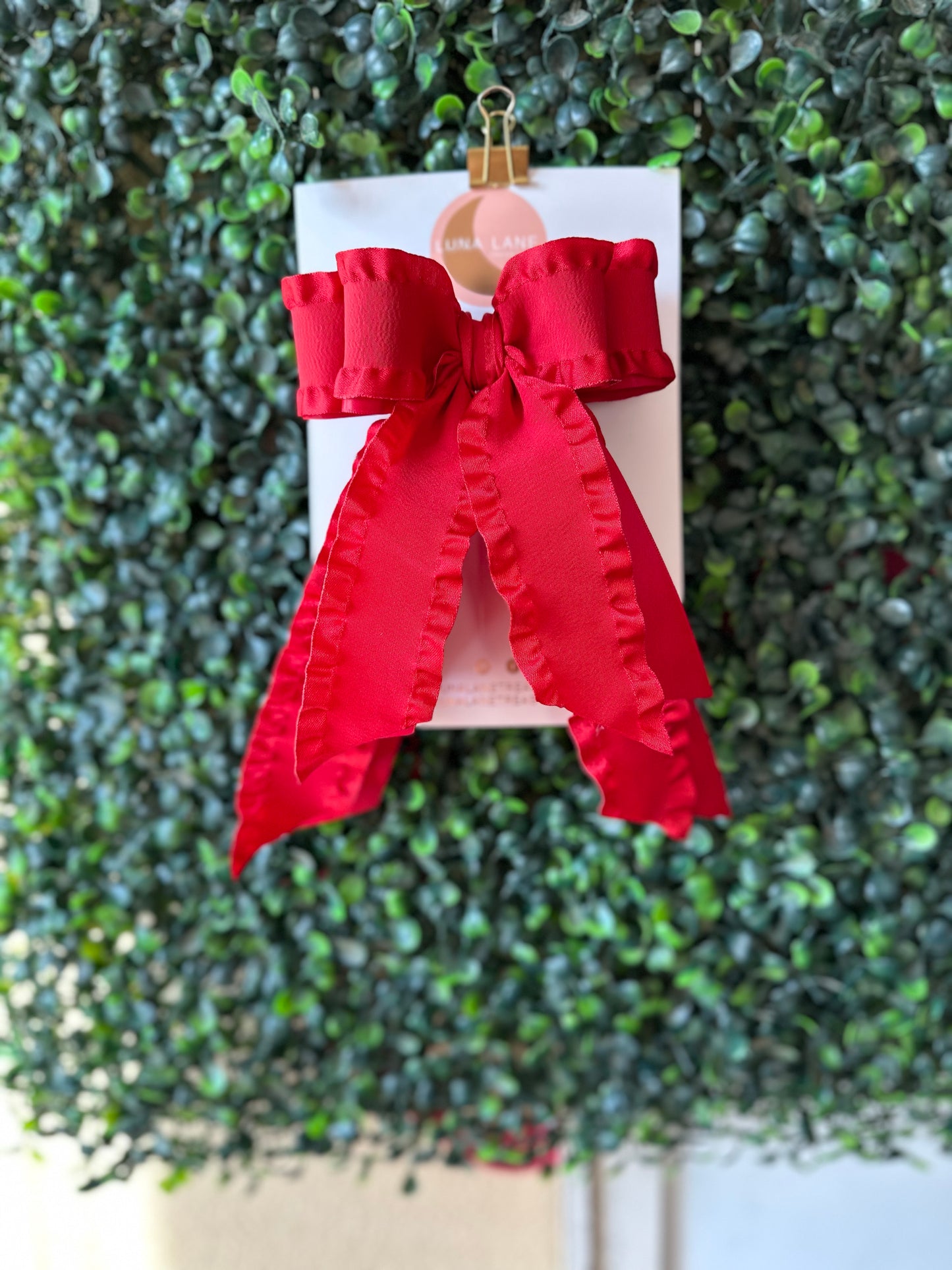 Red Ruffle Coquette Hair Bow