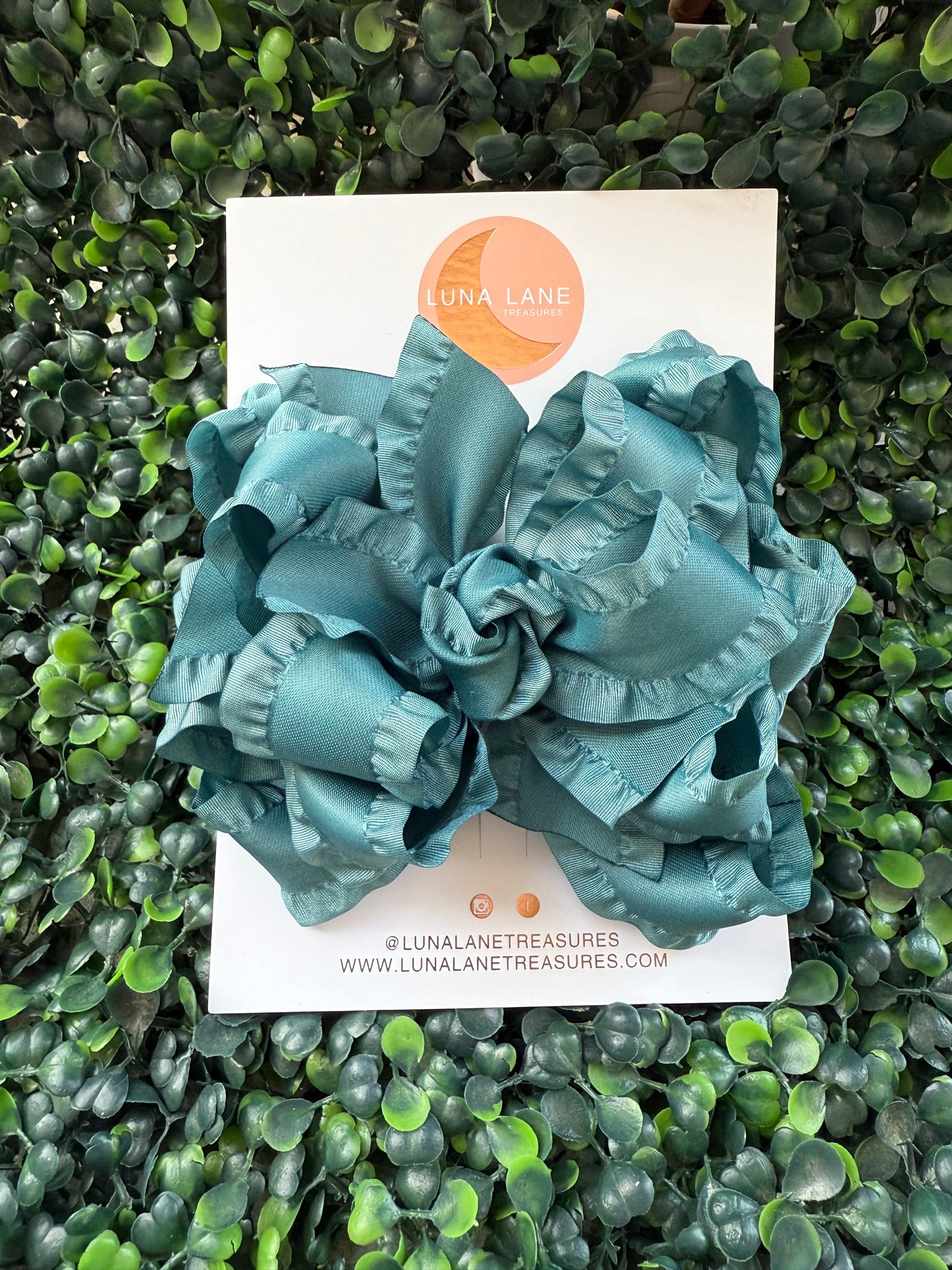 Teal Ruffle Bow