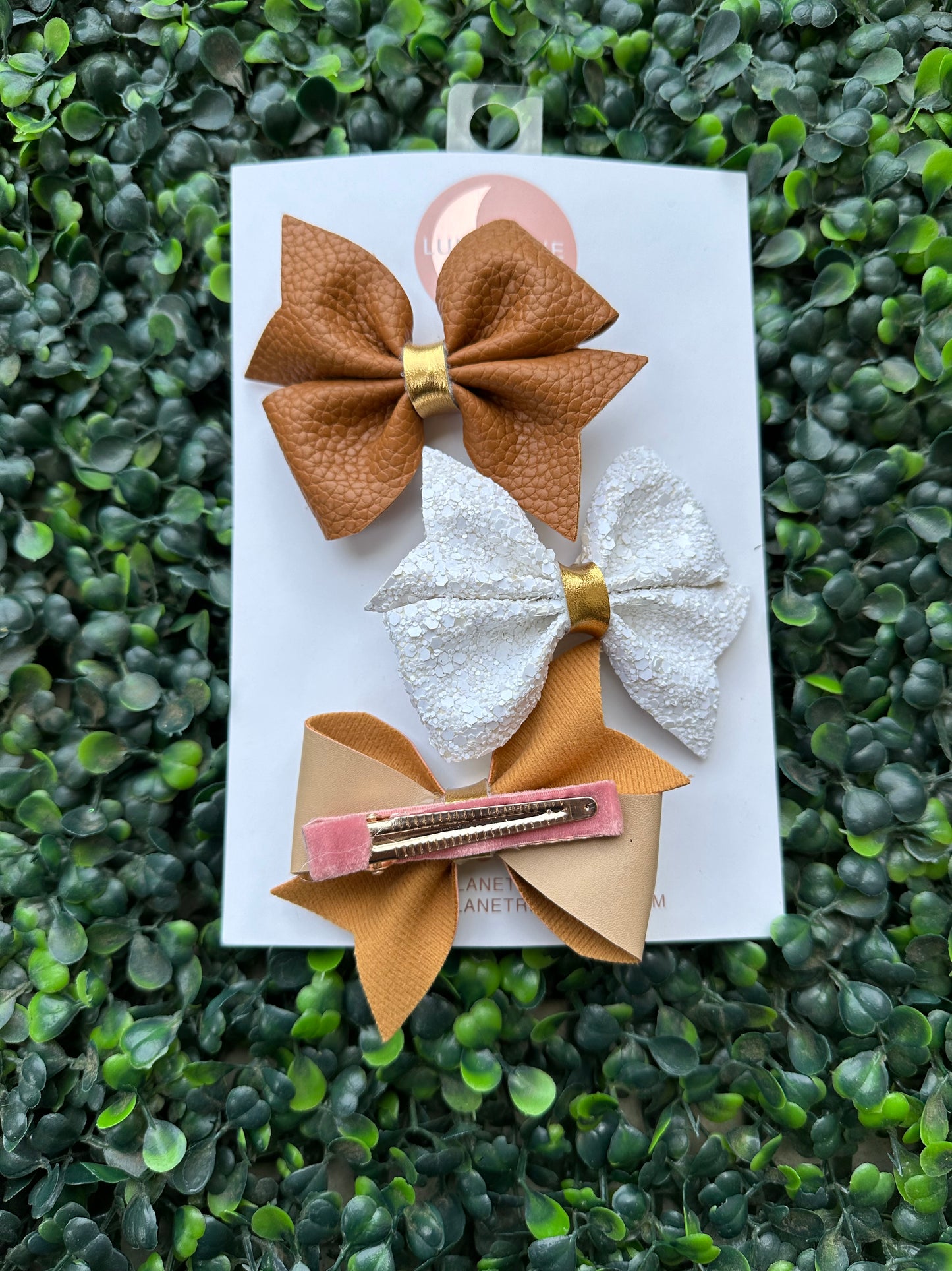 Neutral spike hair bow set