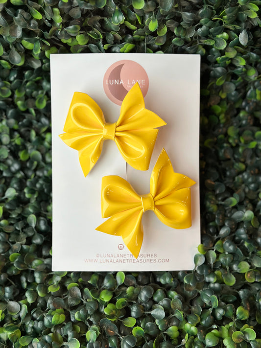 Bright Yellow Bow Pigtails