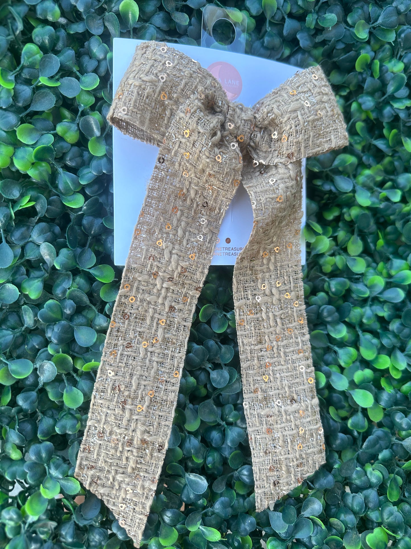 Burlap khaki Coquette Hair-bow