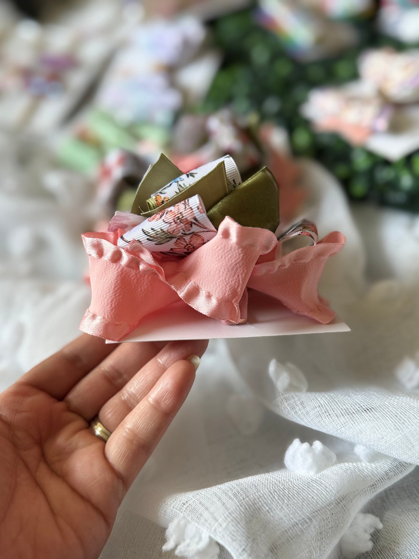 Vintage Garden Ruffle Hair Bow