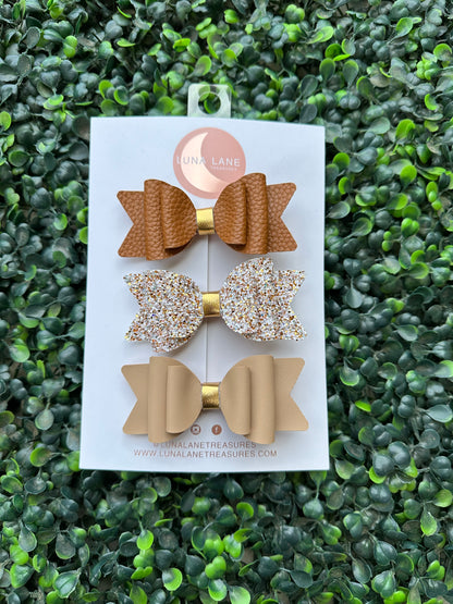 Neutral Bella Bows 3pc set