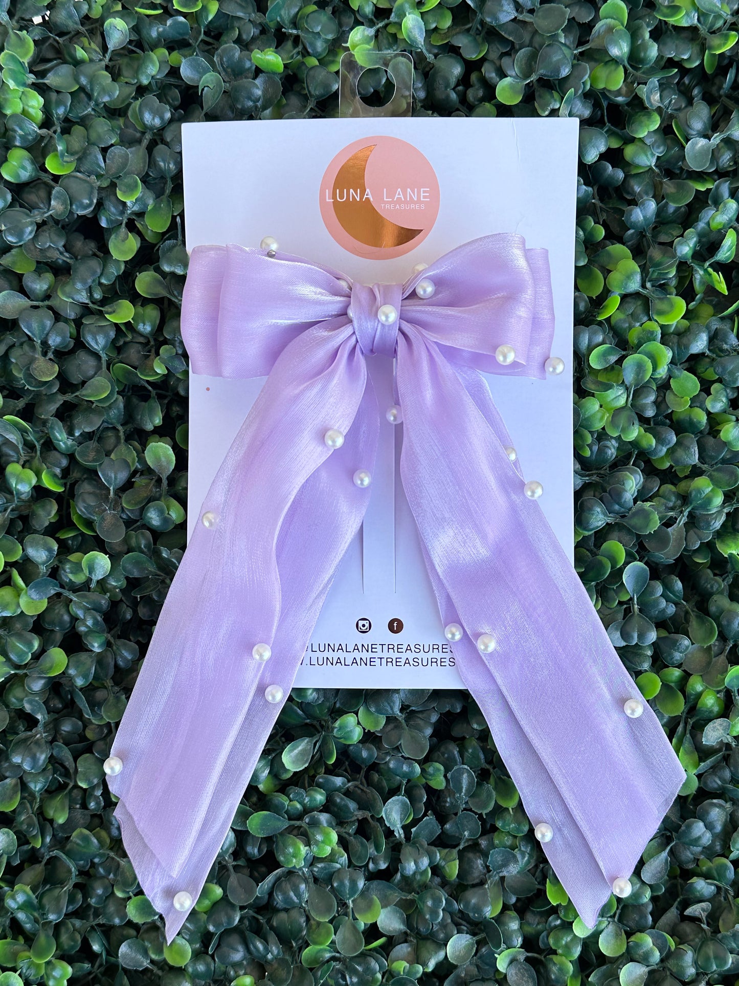 Lavender Pearls Coquette Hair Bow