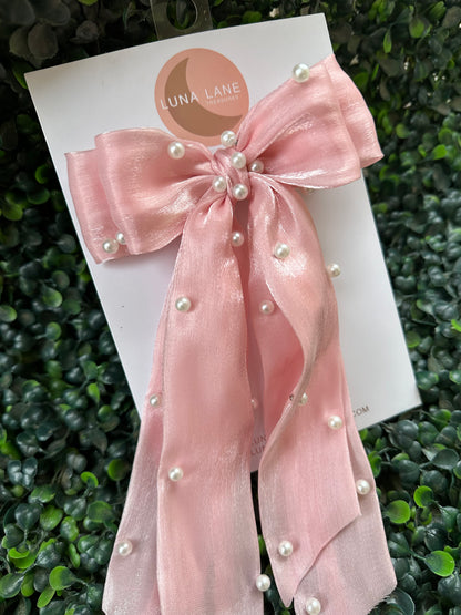 Pink Pearls Coquette Hair Bow