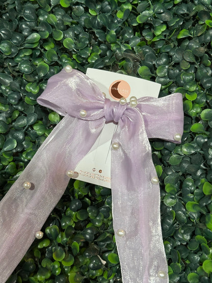 Single Pearl Purple Coquette Hair-bow