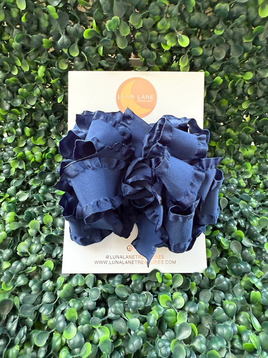 Navy Ruffle Bow