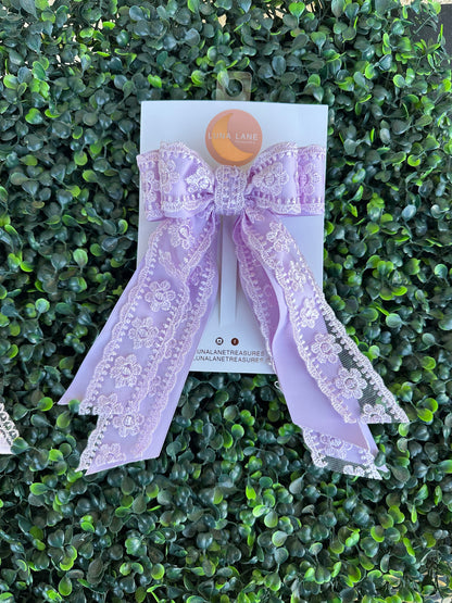 Lavender Lace Coquette Hair Bow