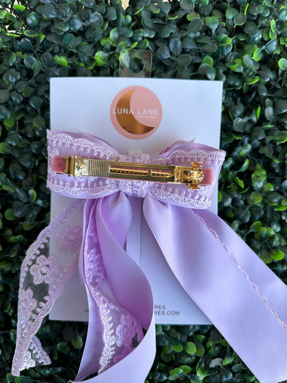 Lavender Lace Coquette Hair Bow